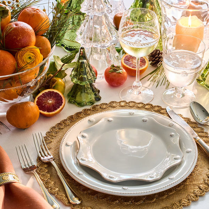 Berry \u0026 Thread whitewash plates within a tablescape with puro glassware