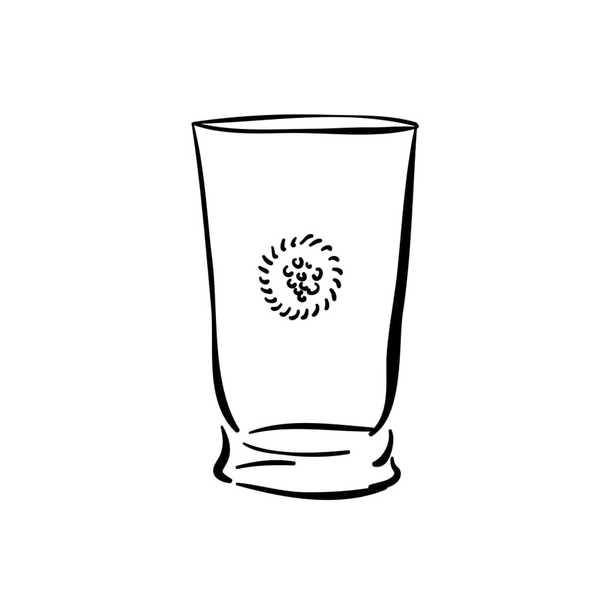 Black and white illustration of highball glass.