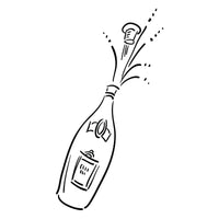 Illustration of champagne bottle popping.