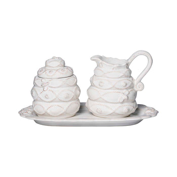product: Jardins du Monde Creamer and Sugar Set/3pc - Whitewash